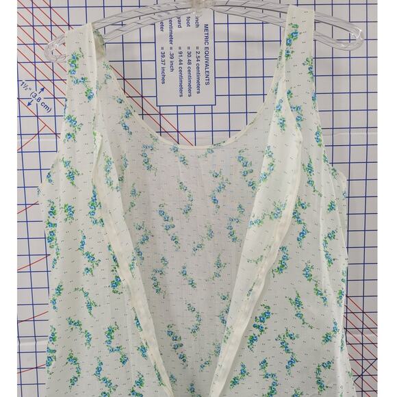 Vintage Handmade Swiss Dot Blue‎ Floral Sleeveless Cottagecore Shift Dress - Picture 6 of 12